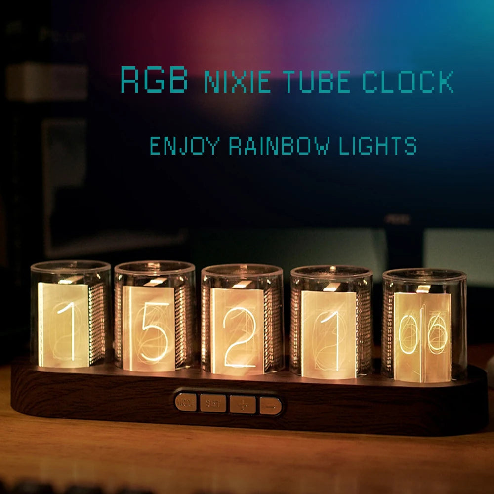Digital Nixie Tube Clock with RGB LED Glows